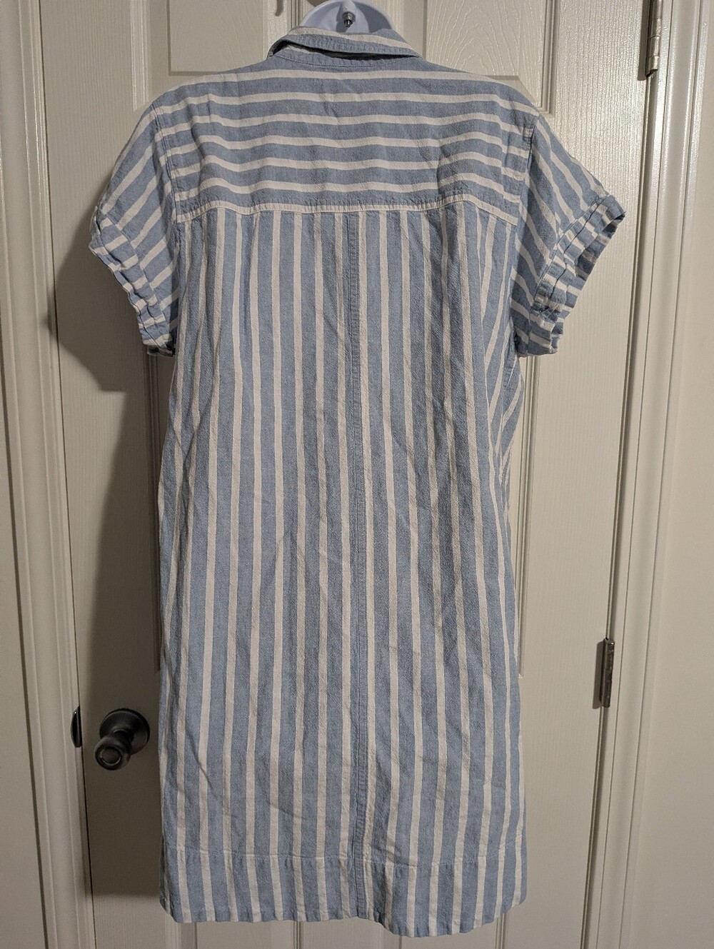 J. Crew XL Linen Shirt Dress Blue White Striped - Picture 6 of 6